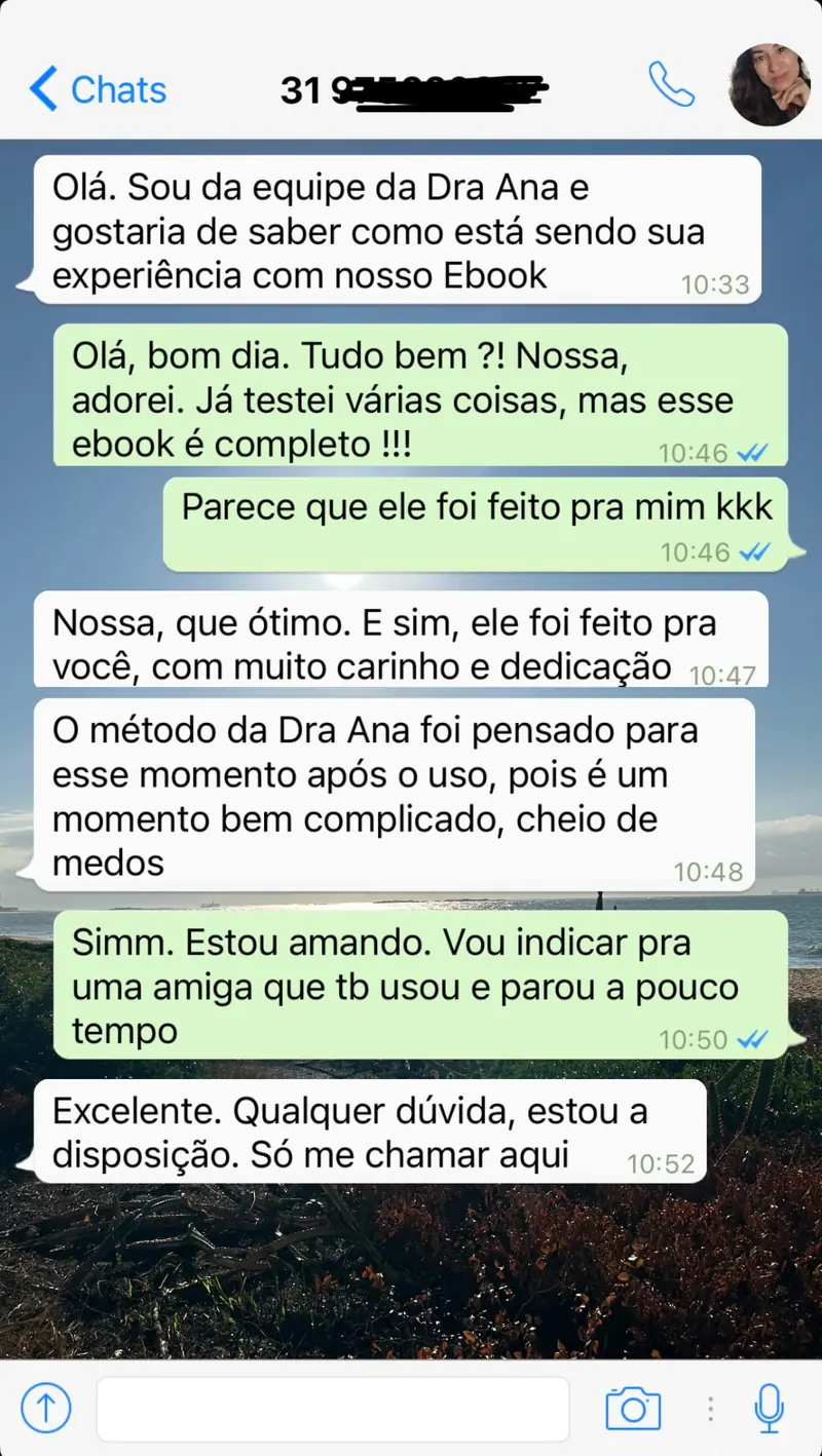 Conversa de WhatsApp com leitora do e-book 3